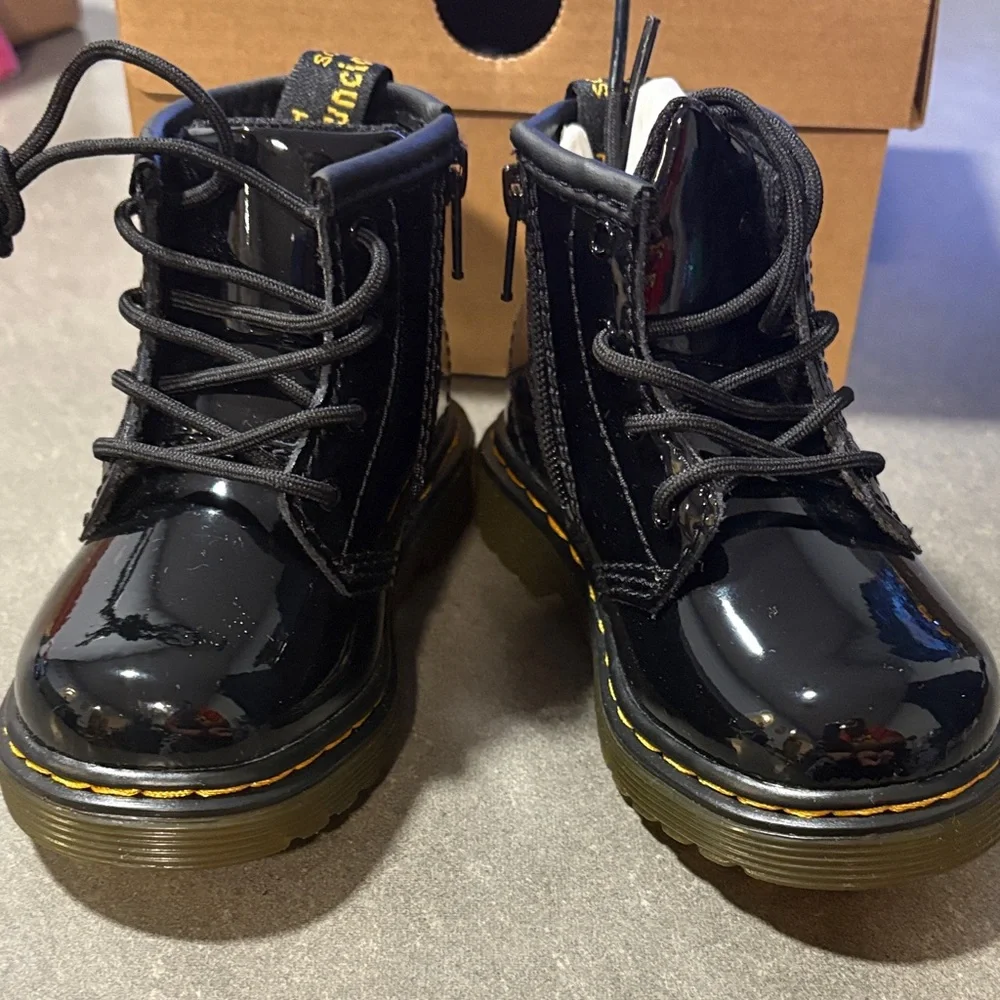 Dr. Martens Shiny Black Kids Boots